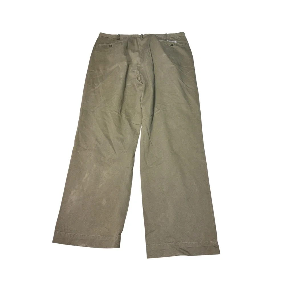 VTG Polo Ralph Lauren Andrew Pant Men 40x30 Olive Green Pleated Cotton Chino